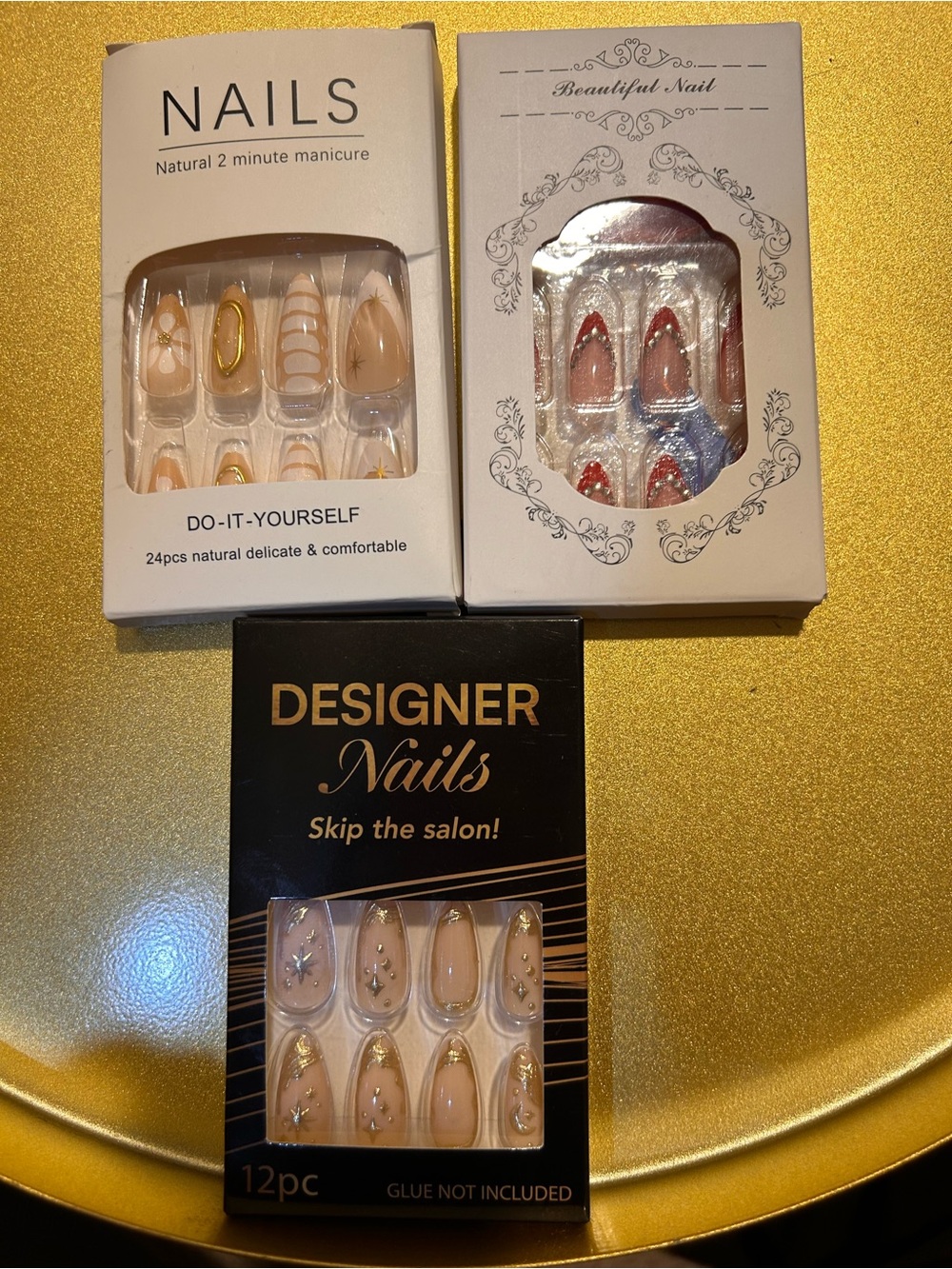 Nude & Gold Press-On Nail Set by